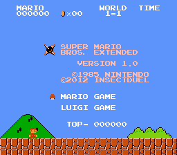 Super Mario Bros. Extended - Version B Title Screen